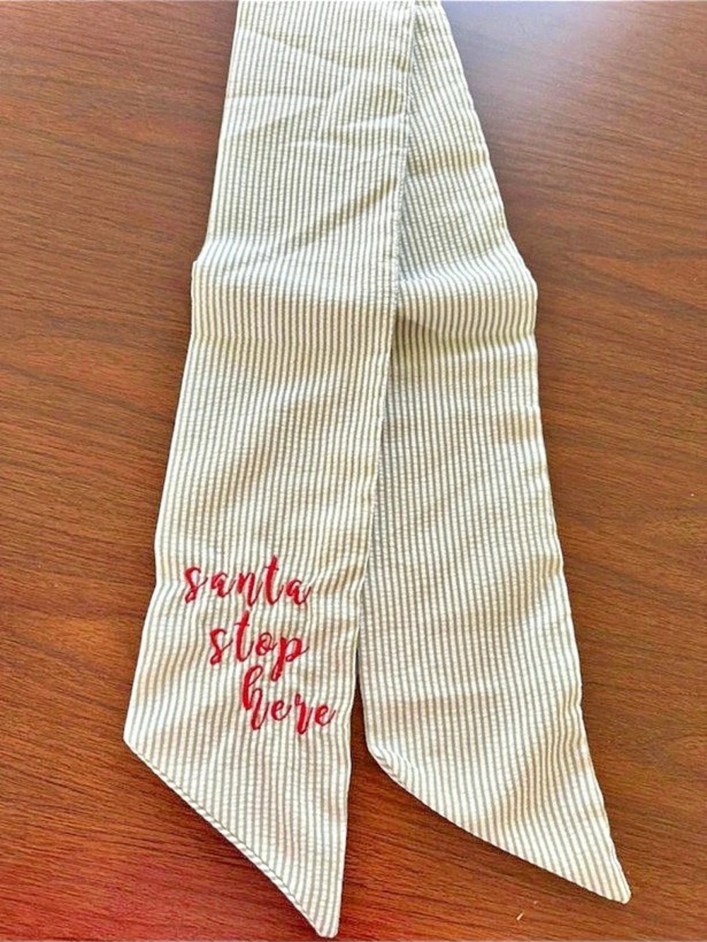 Santa Stop Here Striped wreath sash
